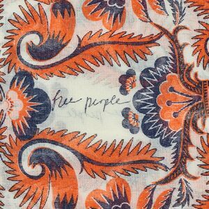 Free People Gauze Floral Shopping Tote Shoulder Bag Orange Navy Boho Beach